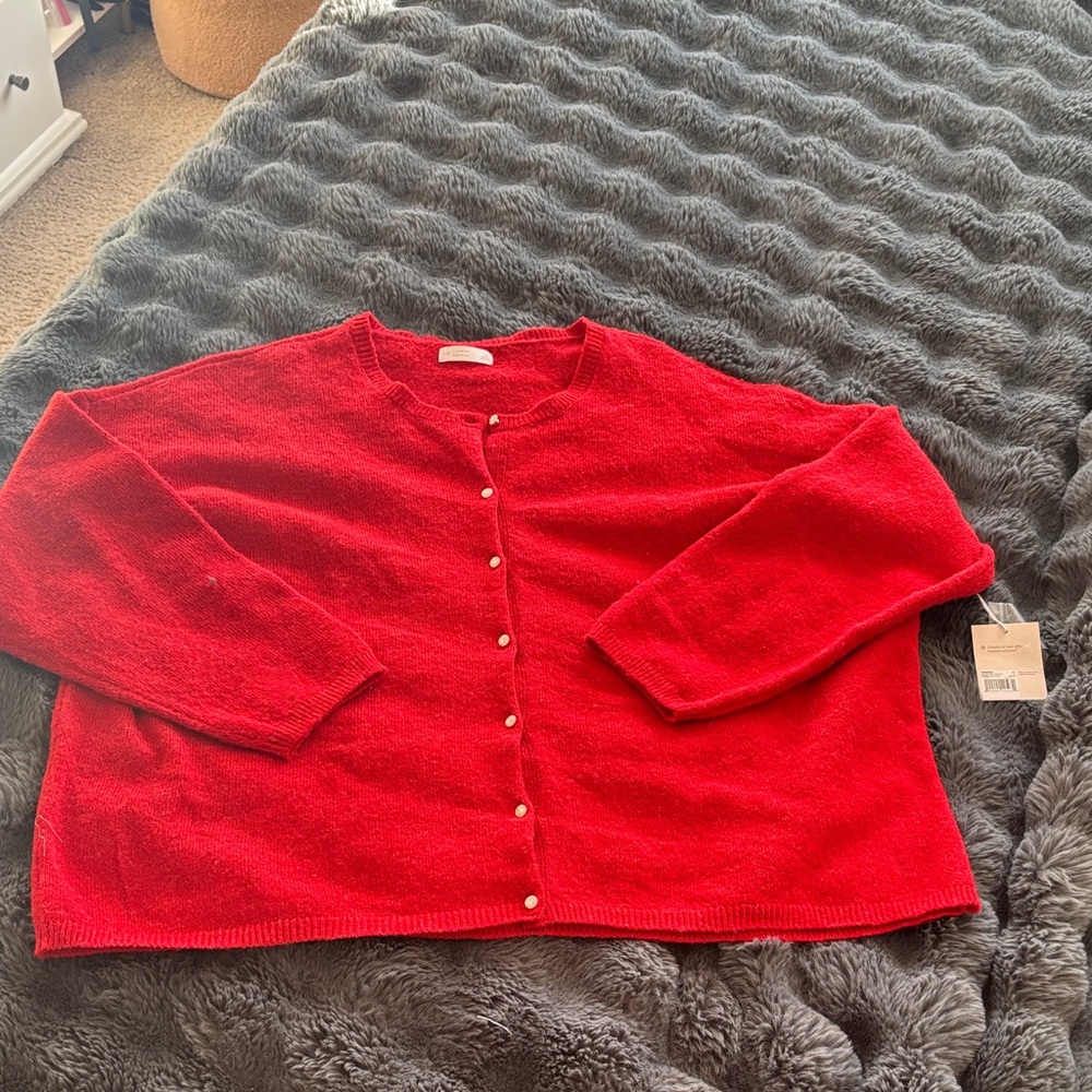 LC Lauren Conrad Vibrant Red Cardigan